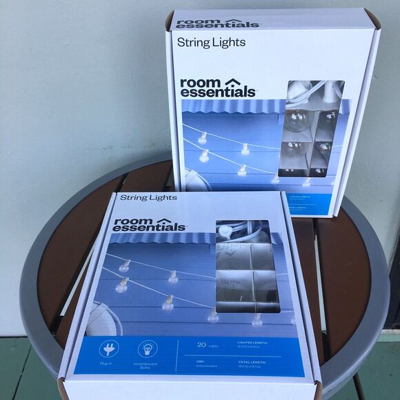 Room Essential String Lights 2 New Boxes Indoor/Outdoor 40 Bulb Patio Living - Picture 2 of 8